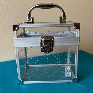 Caboodles vintage plastic metal latch train case holographic stars